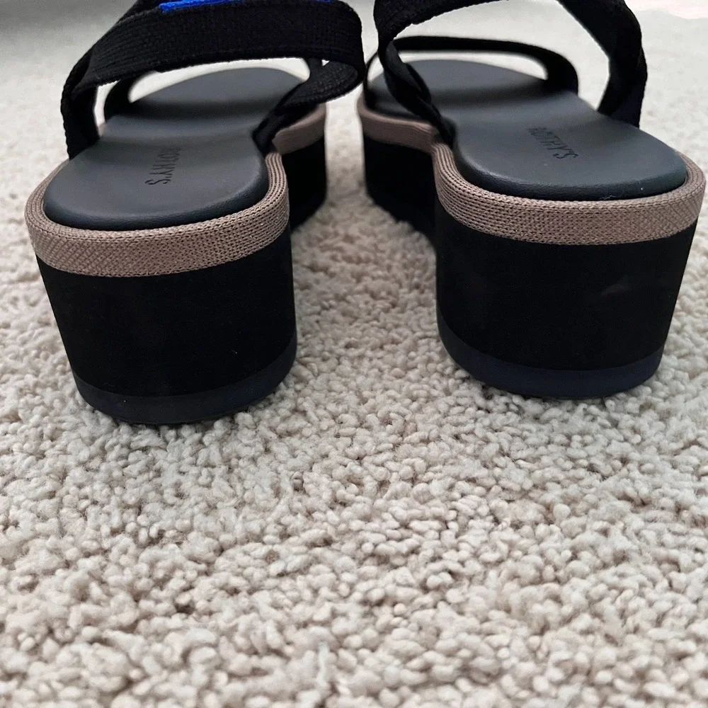 ROTHYS The Lightweight Wedge Platform Sandal Black Women's Size 9 W9